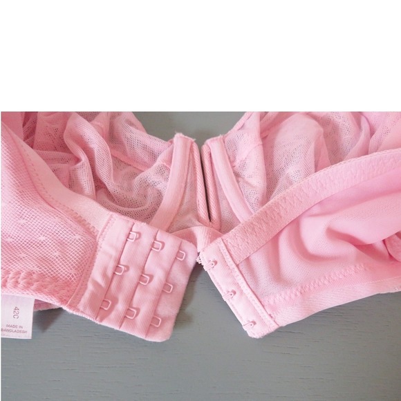 Auden Unlined Lace Underwire Balconette Bra Blush Pink Size 42C - Picture 8 of 9